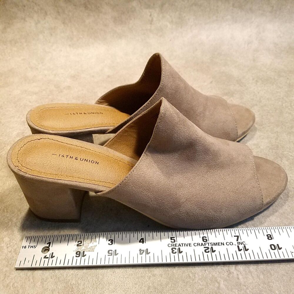 14th & Union Womens Hayzel Fab 58665 Size 7.5 Tan Open Toe Block Heel Sandals - Picture 7 of 9